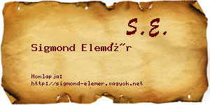 Sigmond Elemér névjegykártya