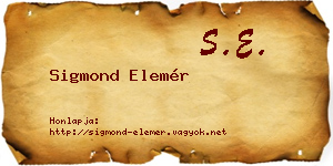 Sigmond Elemér névjegykártya
