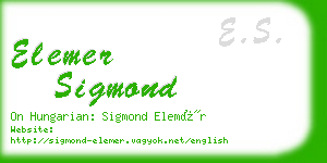 elemer sigmond business card